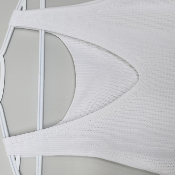 NEW white knit multi striped v neck sweater tank large - Picture 2 of 5